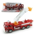 thumbnail image 1 of Simulation Fire Truck Safe Impact Resistant Pull Back Fire Engine Toys With Telescopic 360 Degree Rotary Ladder Red, 1 of 13