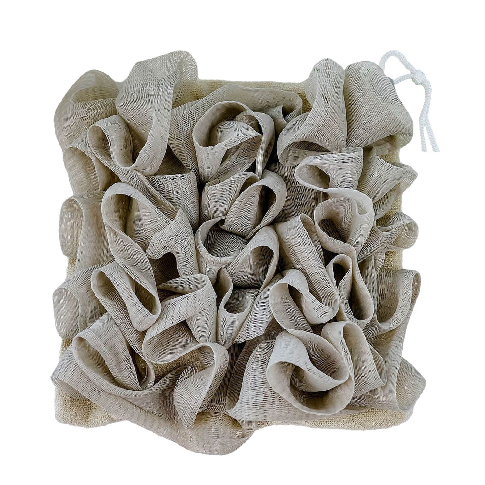 Bathroom Shower Loofah with Drawstring Soap Holder including Maker Soft Scrubbing Sponge for Rich and Back Scrubbing Convenience