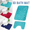 thumbnail image 5 of Set of 2 Anti Slip Bath Mat and Pedestal Rug for Bathroom Machine Washable (50 * 80 + 40 * 50cm) - Blue, 5 of 5