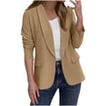 thumbnail image 1 of aohooy Vestons Formels pour Femmes Automne Chic Ouvert Col à Revers Veste de Complet Tenue de Bureau Décontractée Manches Longues Blazer de Travail 2025 Brun, TG, 1 of 8