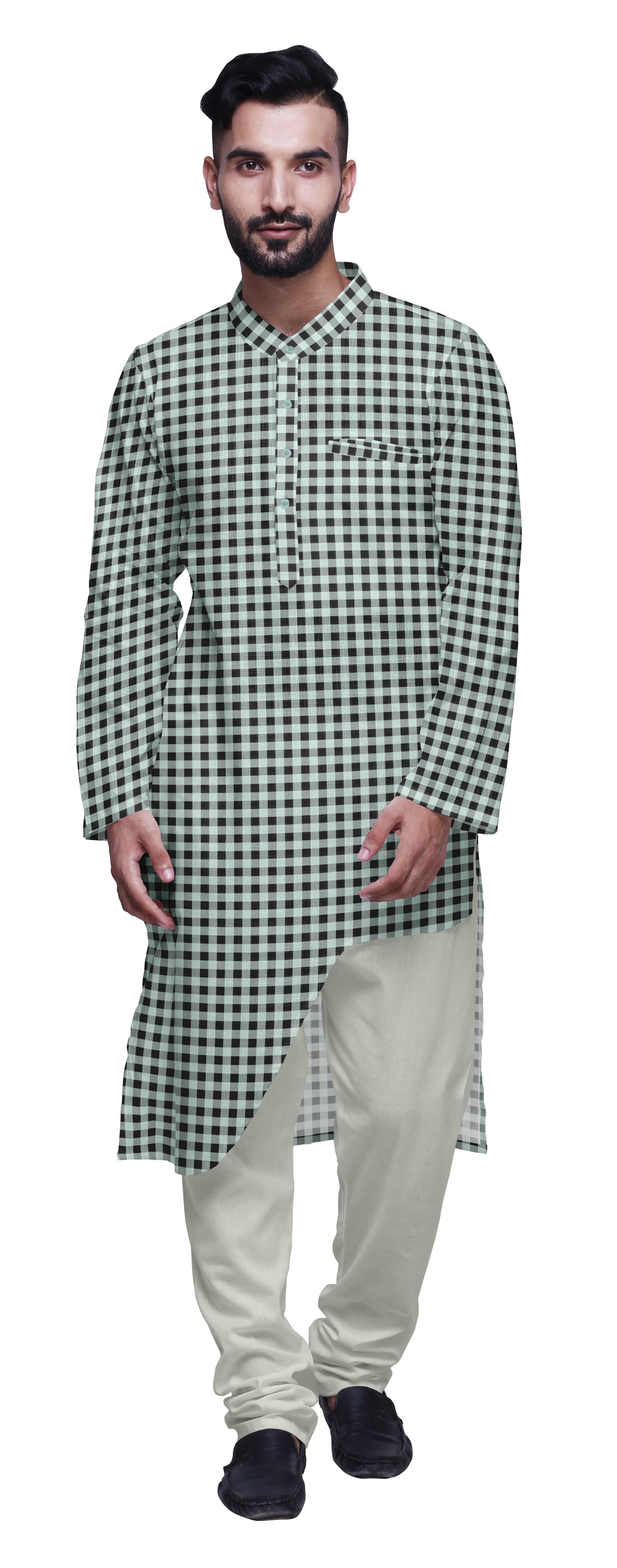 Atasi Printed Casual Asymmetric Kurta Pyjama For Men Designer Long Kurta Set
