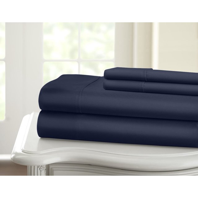 1200 Thread Count 100% Cotton Solid Sheet Set (California King, Navy)