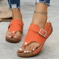 thumbnail image 2 of Women's Platform Tong Sandals Comfortable Wedge Slingback Flip Flops Lightweight Non Slip Open Toe Beach Mules Orange Size 9.5, 2 of 7