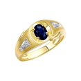 thumbnail image 3 of RYLOS Men's Rings 14K Yellow Gold Rings Classic Designer Style 7X5MM Oval Gemstone & Diamond Ring Sapphire September Birthstone Rings For Men Size 11, 3 of 7