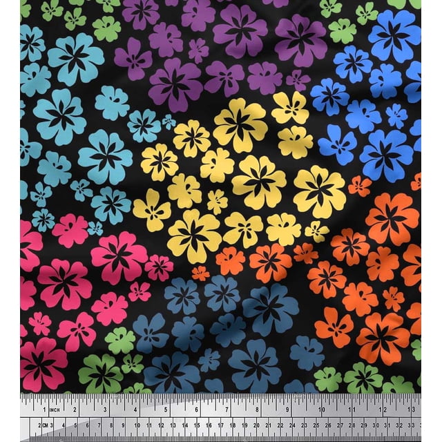 Soimoi Moss Tissu Georgette Tissu Imprimé de Fleurs Artistiques 1 Yard 42 Pouces de Large