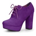 thumbnail image 1 of Unique Bargains Women's Platform Block Heel Lace Up Ankle Boots, 1 of 7