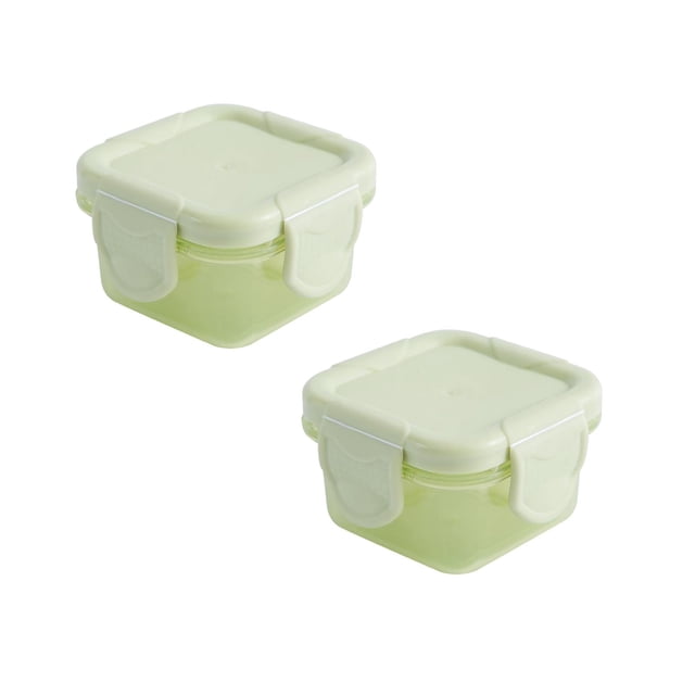 Oleegame 2PC Produce Storage Mini Plastic Food Storage Containers With Lids Small Airtight Containers Square School Lunch Containers For Children Leftover Food Containers Green