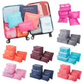 thumbnail image 2 of 6pcs Set Travel Storage Bags Suitcase Packing Set Storage Cases Portable Luggage Organizer Clothes Shoe Foldable Organizer RoseRed, 2 of 6