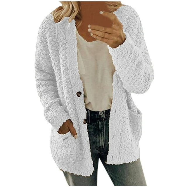 Winter Clearance Cardigan Sweaters for Women Long Sleeve Loose Coat Cardigan Solid Color Sweater
