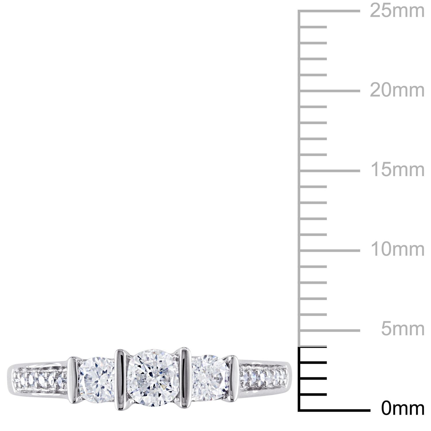 Miabella 0.50 Carat T.W. Diamond 10 K White Gold Three-Stone Engagement Ring