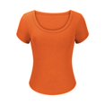 thumbnail image 3 of GigrtiJin Womens Short Sleeve U-Neck Tops Summer Ribbed Slim Basic Fashion T Shirt Solid Color Trendy Soft Blouse, 3 of 6