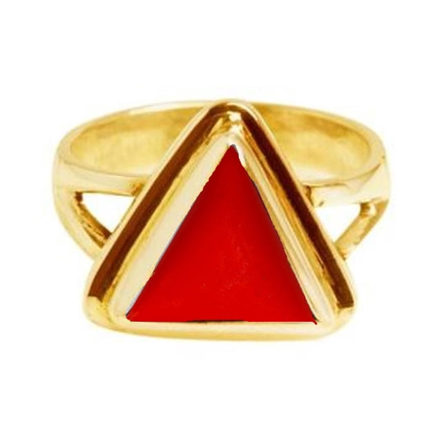 Divya Shakti Bague en Panchdhatu en Corail Rouge avec Pierre Précieuse Moonga Triangulaire de 4,25 à 4,50 Carats pour Hommes et Femmes