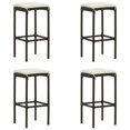 thumbnail image 1 of vidaXL Tabourets de Bar avec Coussins 4 Pcs Rotin Poly Brun, 1 of 5