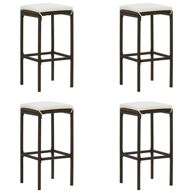 vidaXL Tabourets de Bar avec Coussins 4 Pcs Rotin Poly Brun