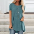 thumbnail image 2 of Mode Femme Grande Taille Col Rond Manches Courtes T-Shirt Long Blouse, Été Grande Taille Tops Amples pour Femmes en Solde, 2 of 5