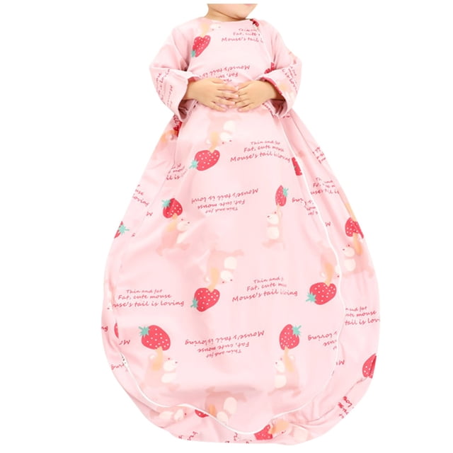 Zwiiyzr Baby Sleep Sack 0-6Y Cotton Long Sleeve Wearable Blanket Baby Sleep Bag with Zipper Sleeping Sack for Newborn Infant Clothes Pink