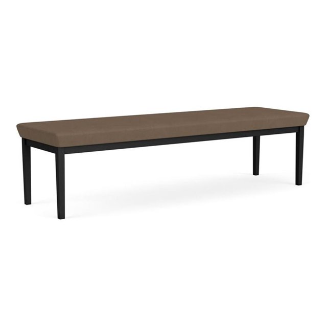 Lenox Steel Reception Waiting Room Healthcare 3-Seat Bench / Black Steel / Brown