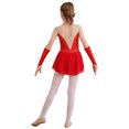 thumbnail image 2 of Miaeowve Vêtements de Compétition de Patinage Artistique pour Filles Justaucorps Sans Manches Robe de Danse avec Gants pour Performance Rouge 6, 2 of 7