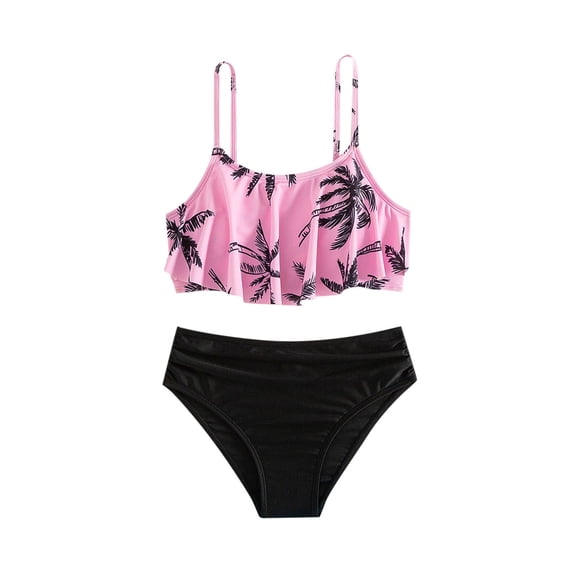 gdxvjhbj Girls Bathing Suit for Teen Girls Swimsuit for Girls Twist Cross Girls Bathing Suit for Girls Two Piece Swimsuit Swimwear Padded Bikini Size 11-12 (Black,11-12 Years)