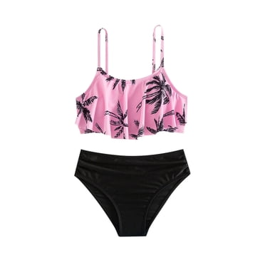 Kids Girl's Coconut Tree Print 2 Piece Swimsuit Swimwear Bathing Suit Cute Bikini Girls Swimsuits with Shorts Swim Racing Suit Girls Swimsuit Girl Girls Size 12 Swim Wear Bikini Kids Big Girl Swim