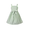 thumbnail image 2 of Girl Dress Green Striped Button Pockets Everyday Sundress 6 Years, 2 of 6