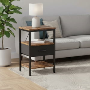 axGear Bed Side Nightstand Table Coffee Cornor End Table Adjustable Fabric Drawer