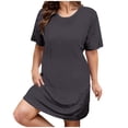 thumbnail image 1 of Ixbnca Robe pour Femme Grande Taille Col Rond Manches Courtes Robes T-Shirt Décontractées Amples Été Robe Courte, 1 of 5