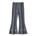 thumbnail image 1 of Summer Girls Stretch Bell Bottoms Flare Pants Ruffle Solid Color Bootcut Leggings 1-14 Years Dark Gray, 1 of 3