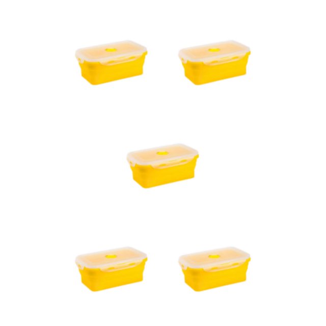 ZheElen Silicone Lunch Box Food Grade Silicone For Safe And Healthy Meals On Go yellow 800ml 5Set