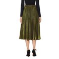 thumbnail image 3 of INSPIRE CHIC Jupe Plissée en Velours pour Femme à Taille Haute Élastique, Ourlet Évasé Évasé, TP Vert Armée, 3 of 6