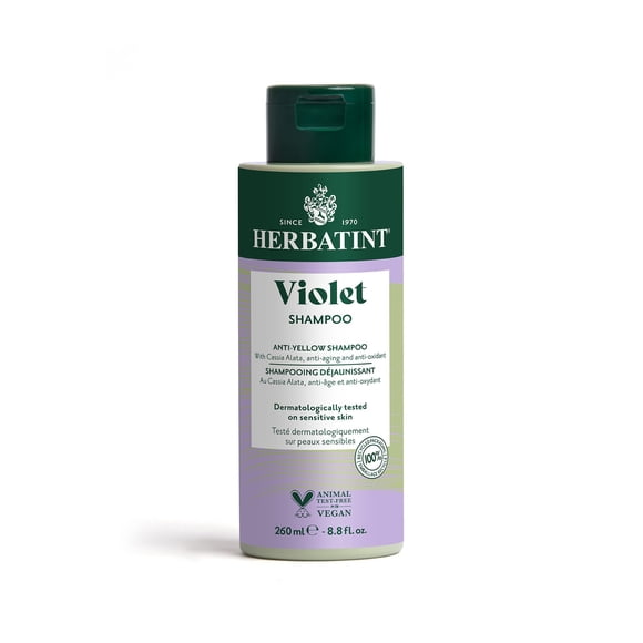 Herbatint Violet Shampoo - Anti-Yellow, 93% Natural, Neutralizes Tones, Cassia Alata, for Blonde, Grey & Bleached Hair, Vegan 260mL