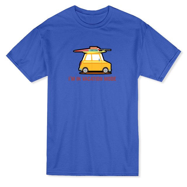 Vacation Stuff Car Graphic "I'm In Vacation Mode" Quote Men's Royal Blue T-shirt
