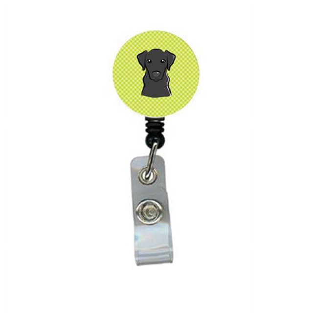 Caroline's Treasures BB1297BR Damier Vert Lime Noir Labrador Insigne Rétractable Moulinet