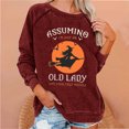 thumbnail image 2 of Rbaofujie Chandails d'Automne Femmes Décontracté Manches Longues Col Rond Hauts Blouse Ample Imprimé Graphique Chandail en Molleton Vin Mode pour Femmes Chandails à Capuchon et Chandails en Molleton, 2 of 4
