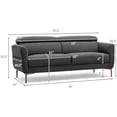 thumbnail image 2 of Gymax Modern Loveseat Fabric Sofa Couch with Adjustable Headrest, Grey, 2 of 10