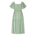 thumbnail image 5 of Économies d'Été Liquidation 2025 Bovxnpu Robe d'Été pour Femmes, Robes Maxi Décontractées Boho Plage, Mode Femmes Robe d'Été Décontractée Col Carré Manches Courtes Robe Unie TTTG, 5 of 5