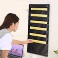 thumbnail image 1 of BUTASY Hanging Wall File Organizer, 6 Pocket Over the Door File Folders with 2 Hooks, Fabric Storage Pocket for Papers, Charts, Mails, Magazine, Office Supplies(Black), 1 of 6