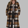 thumbnail image 1 of Women's Long Plaid Flannel Shirts Shacket Plus Size Long Sleeve Oversized Button Shirt Fall Spring Trench Coat with Pockets Brown S, 1 of 5