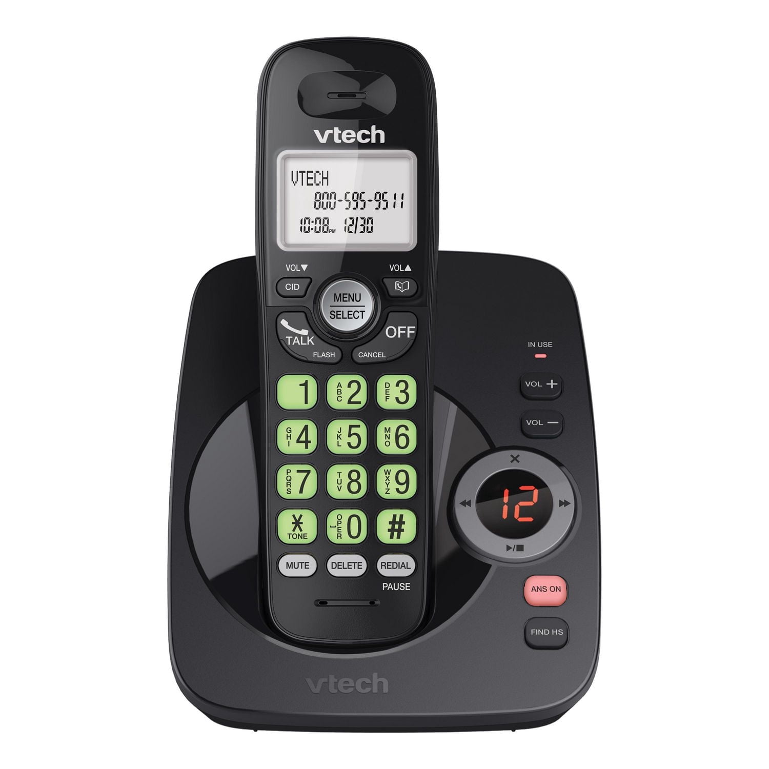Système de répondeur sans fil DECT 6,0 à 2 combinés sans fil et afficheur des données de l'appelant/ appel en attente CS6224-21 de VTech (noir)