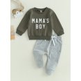 thumbnail image 2 of Honganda Toddler Boys 2Pcs Pants Sets Long Sleeve Letter Print Sweatshirt Tops and Drawstring Pants Sets, 2 of 9