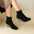 thumbnail image 4 of HKEJIAOI Bottines pour Femmes Grande Taille Bottes pour Femmes Plateforme Cheville Bout Rond Compensées Grande Taille Bottines Courtes, 4 of 5