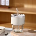 thumbnail image 2 of Lksixu 420ml Office Covered Straw Cup Coffee Cup Transparent Household Glass Cup Kitchen Gadgets, 2 of 6