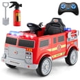 thumbnail image 1 of Gymax Kids Ride on Fire Truck 12V Battery Powered Electric Vehicle w/ 3 Speeds, 1 of 10