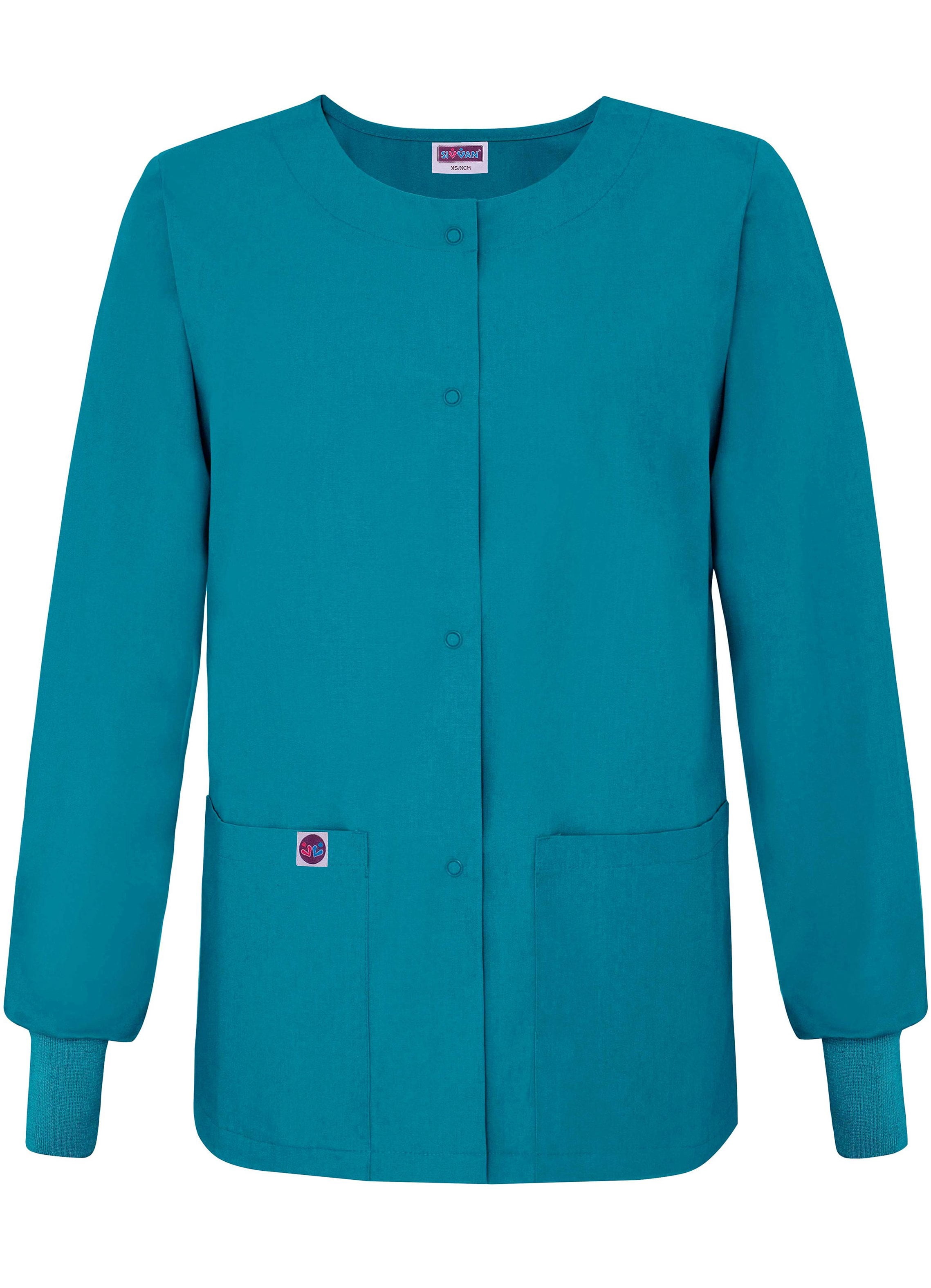 Sivvan Womens Scrub Warm-Up Jacket/Front Snaps - Round Neck