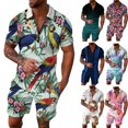 thumbnail image 2 of Ensemble Estival pour Homme Chemise POLO à Manches Courtes et Short Mode Imprimé Col à Revers Chandail Haut Short Décontracté T-Shirt Hawaïen de Plage, 2 of 5