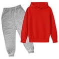 thumbnail image 1 of RXIRUCGD Mode Filles et Garçons Enfants Décontracté Manches Longues Couleur Unie Hauts Manches Longues Ensemble à Capuche (Rouge, Taille : 3 Ans), 1 of 2