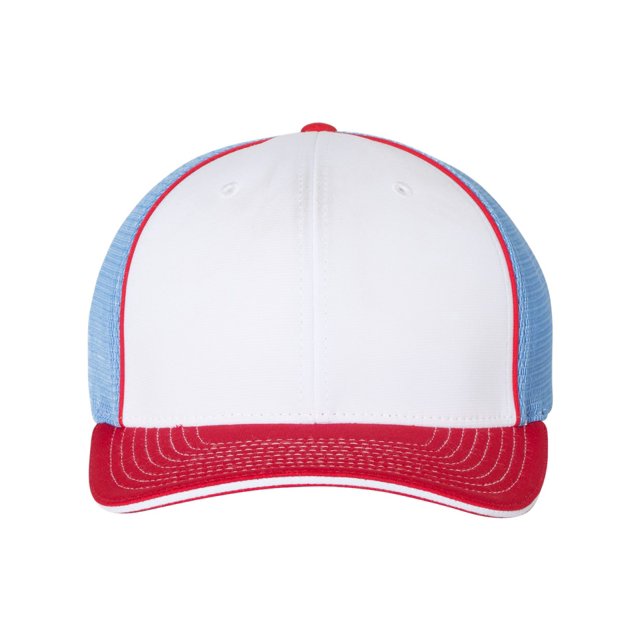 Richardson Pulse Sportmesh avec Casquette R-Flex, L-TG, Blanc-Columbia Bleu-Rouge Tri