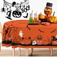 thumbnail image 3 of Oval Halloween Tablecloth 60x102In,Orange Pumpkin Skull Ghost Tablecloths,Polyester Waterproof Wrinkle-Resistant and Durable Table Cloth,Suitable for Halloween,Parties,Holiday,Kitchens, 3 of 6