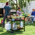 thumbnail image 2 of Outsunny 3-Shelf Stainless Steel Outdoor Grill Cart w/ Side Table Wheels, 2 of 10