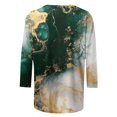 thumbnail image 4 of FAIWAD Femmes Bloc de Couleur 3/4 Chemises Col Rond Blouses Décontractées Élégantes Grande Taille Tunique de Sortie, 4 of 5